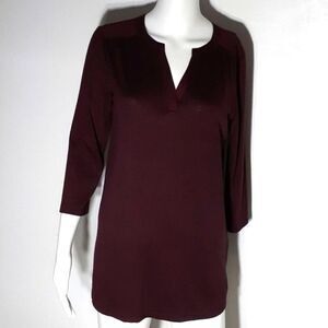 41 Hawthorn top s dark maroon wine red knit tunic top shirt classic career